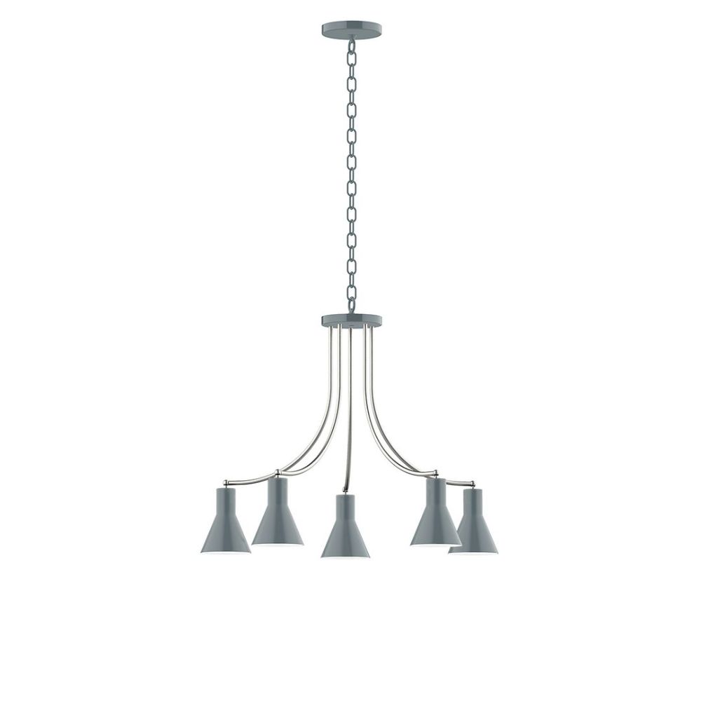 Montclair Lightworks CHN436-40-96-L10 5-Light J-Series Chandelier, Slate Gray with Brushed Nickel Accents